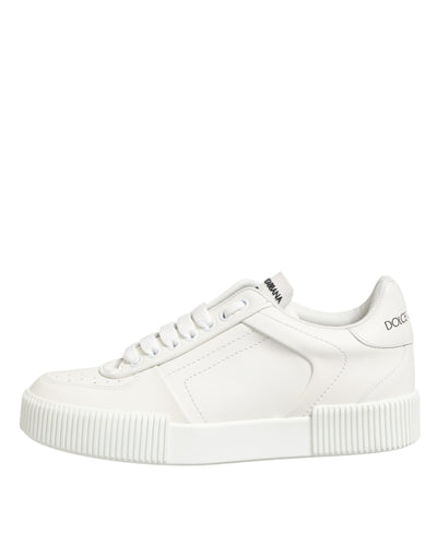 Dolce & Gabbana White Leather MIAMI Low Top Sneakers Shoes