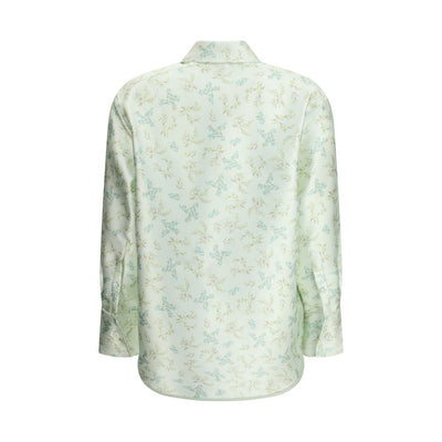 Jil Sander Green Silk Pattern Shirt