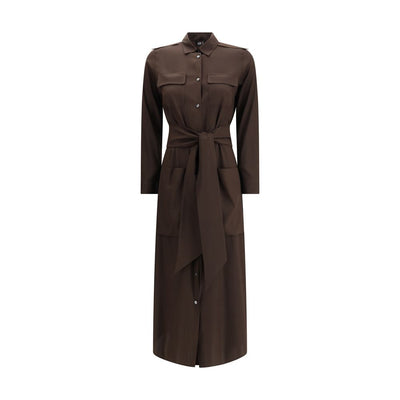 Ella Brown Silk Casual Dress