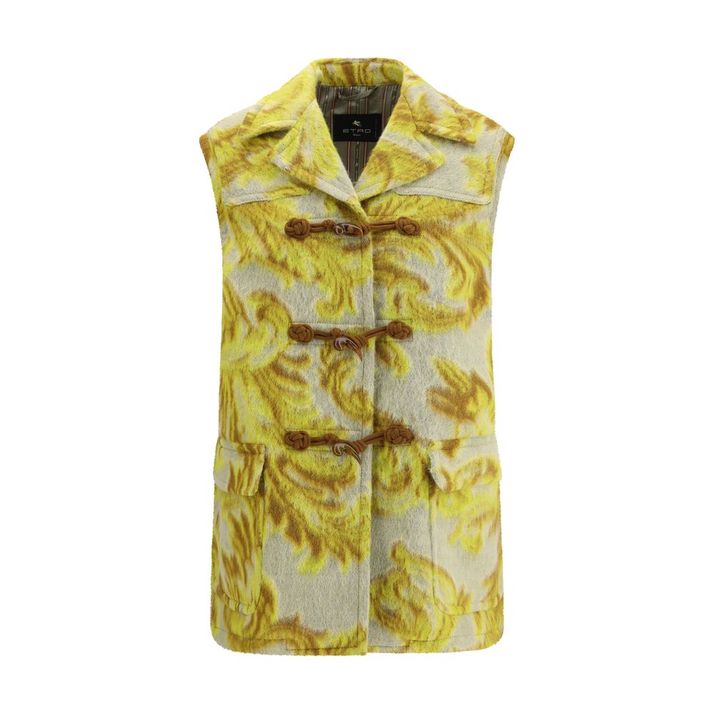 Etro Yellow Wool Sleveless Jacket