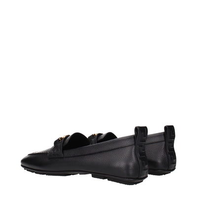 Versace Black Leather Slip-On Loafers