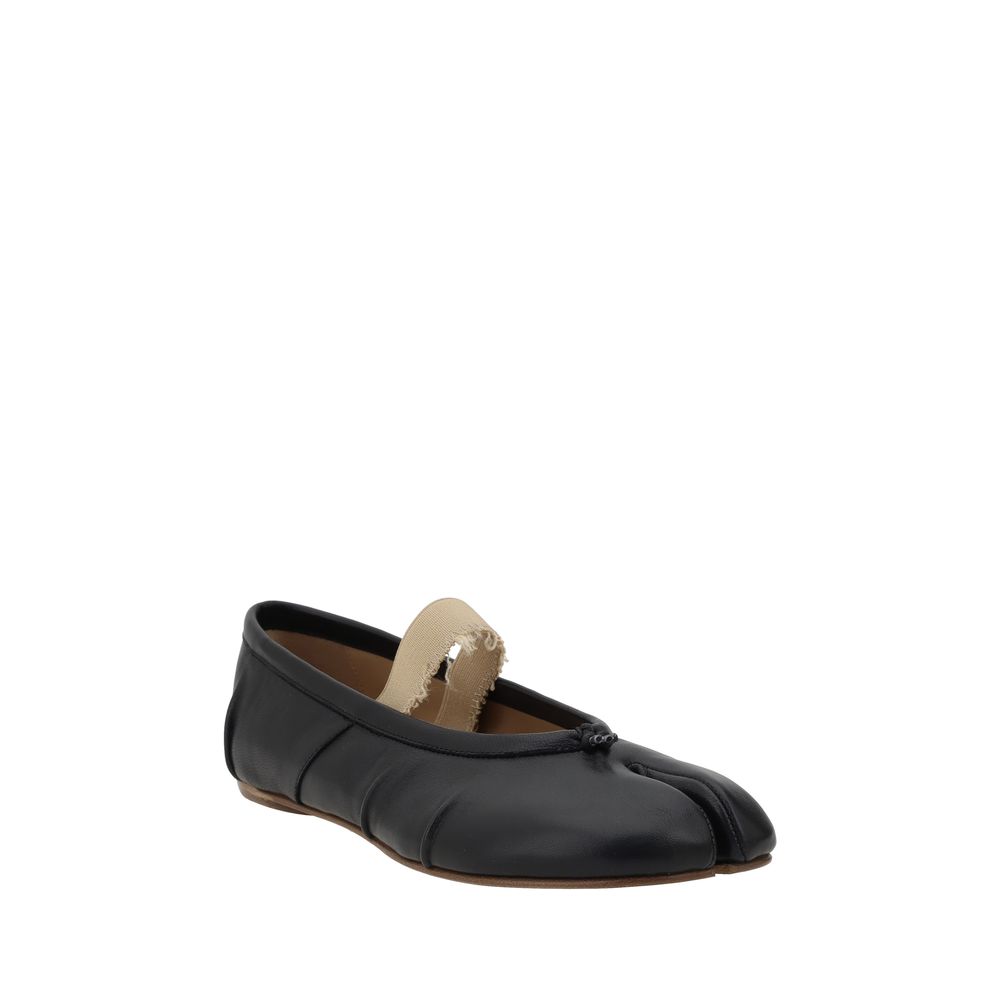 Margiela Black Calf Leather Bos Taurus Ballet Flats