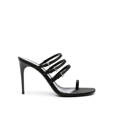Saint Laurent Black Silk Stiletto Heel Sandals