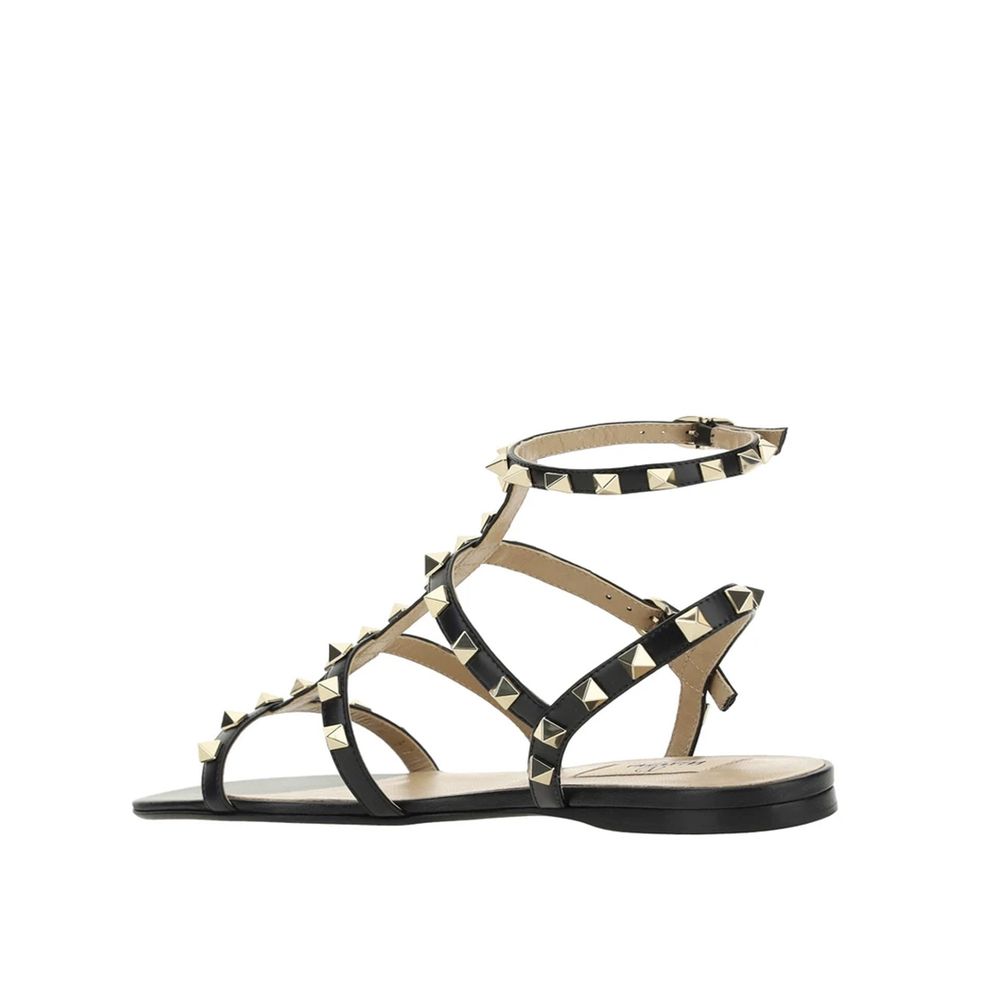 Valentino Garavani Black Calfskin Strap-On Sandals
