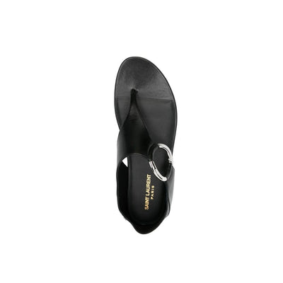 Saint Laurent Black Calfskin Strap-On Sandals