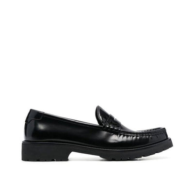 Saint Laurent Black Calfskin Slip-On Loafers