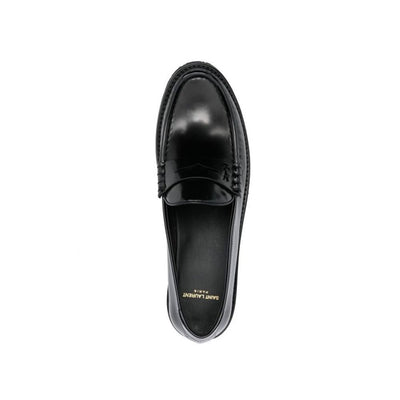 Saint Laurent Black Calfskin Slip-On Loafers