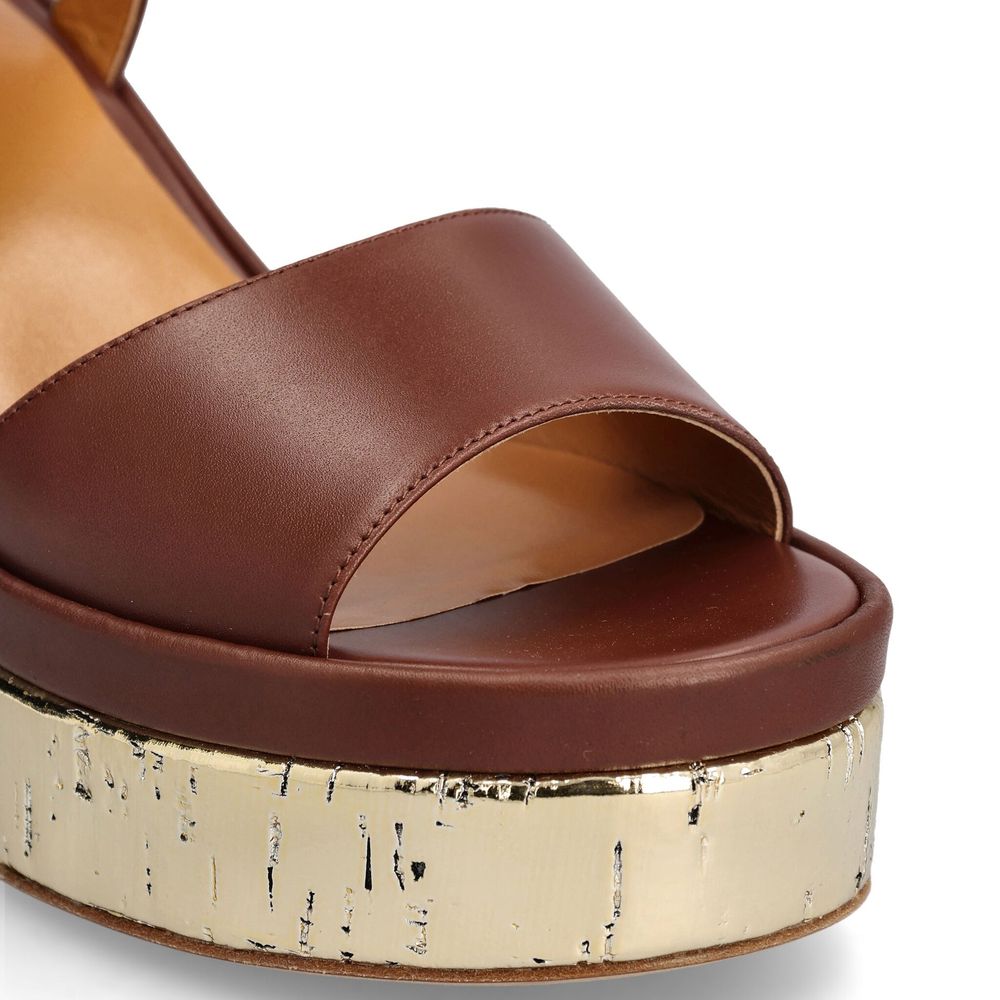 Chloé Brown Calfskin Platform Sandals