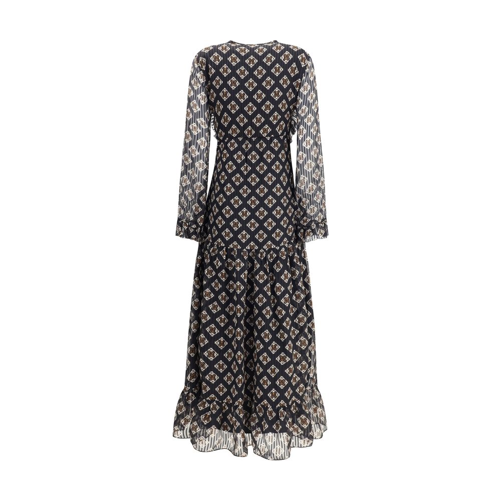 Kristina Ti Black Silk Long Dress