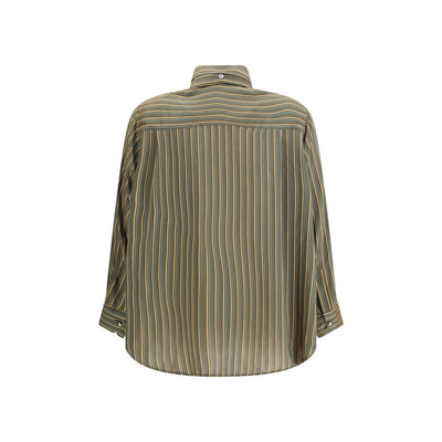 Cruna Green Viscose Pattern Shirt