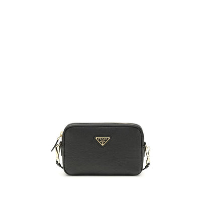 Prada Black Calf Leather Bos Taurus Shoulder Bag