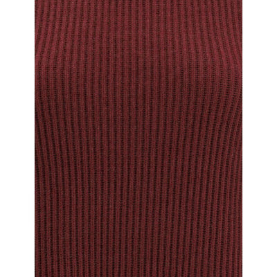 Brunello Cucinelli Bordeaux Fleece Wool Casual Dress