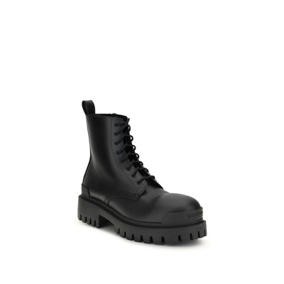 Balenciaga Black Calf Leather Bos Taurus Lace-Up Boots