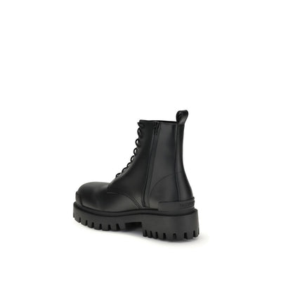 Balenciaga Black Calf Leather Bos Taurus Lace-Up Boots
