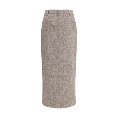 Brunello Cucinelli Brown Fleece Wool Long Skirt