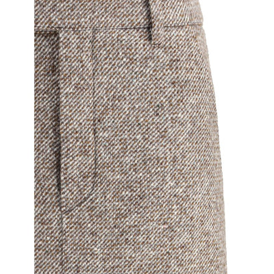 Brunello Cucinelli Brown Fleece Wool Long Skirt