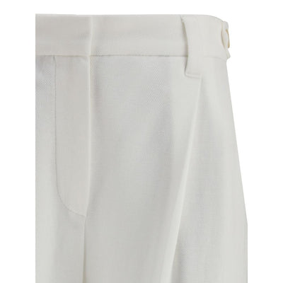 Brunello Cucinelli White Cotton Dress Pants