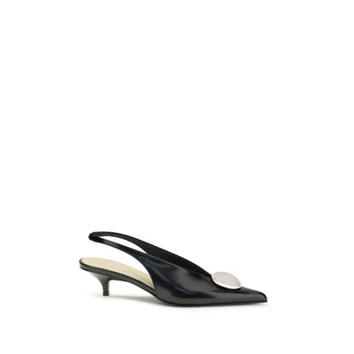 Proenza Schouler Black Calf Leather Bos Taurus Mid Heel Pumps