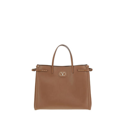 Valentino Garavani Brown Calf Leather Bos Taurus Shoulder Bag