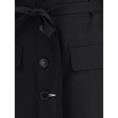 MM6 Black Fleece Wool Coat