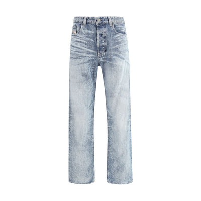 Diesel Light Blue Cotton Relaxed Fit Jeans