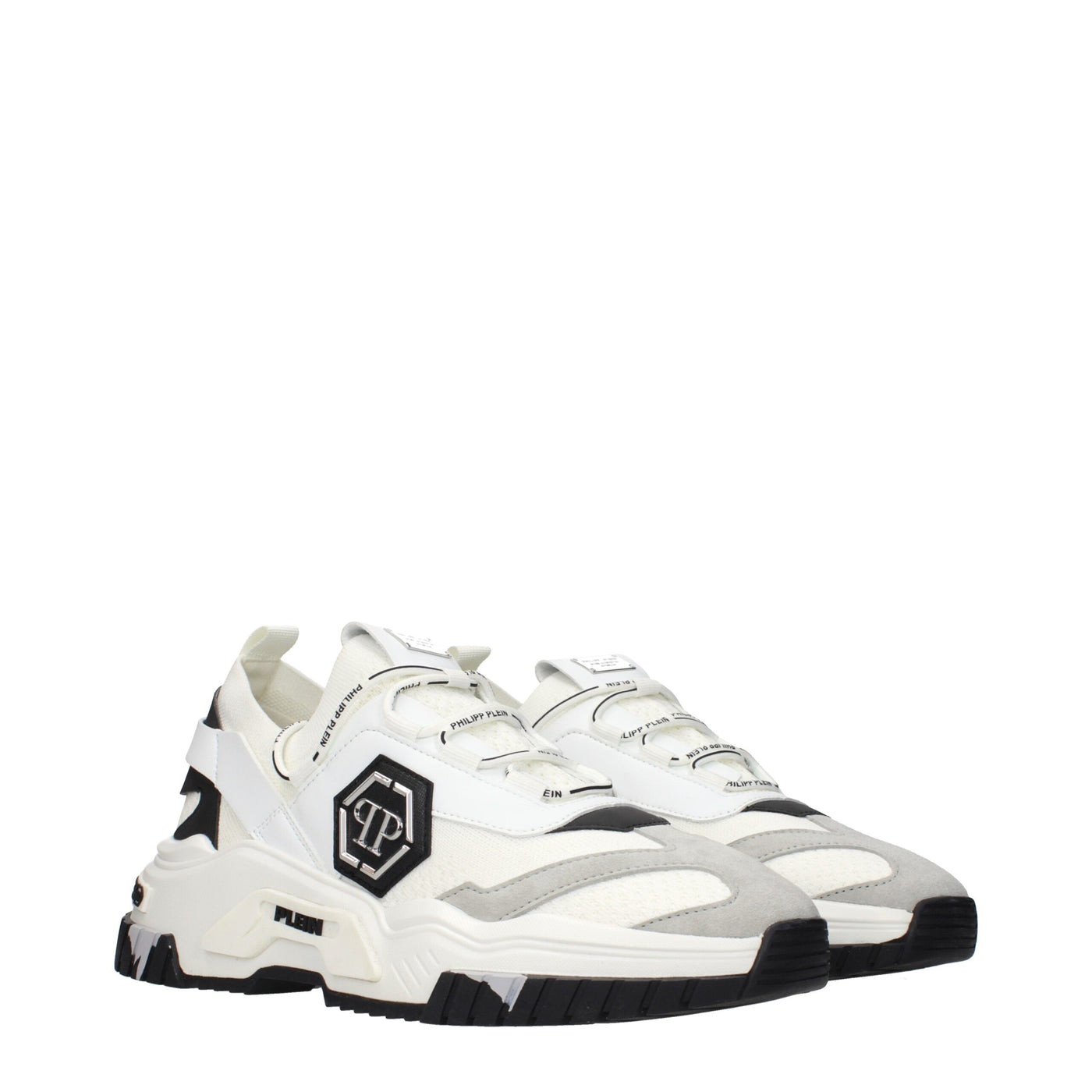 Philipp Plein White Fabric Chunky Sneakers