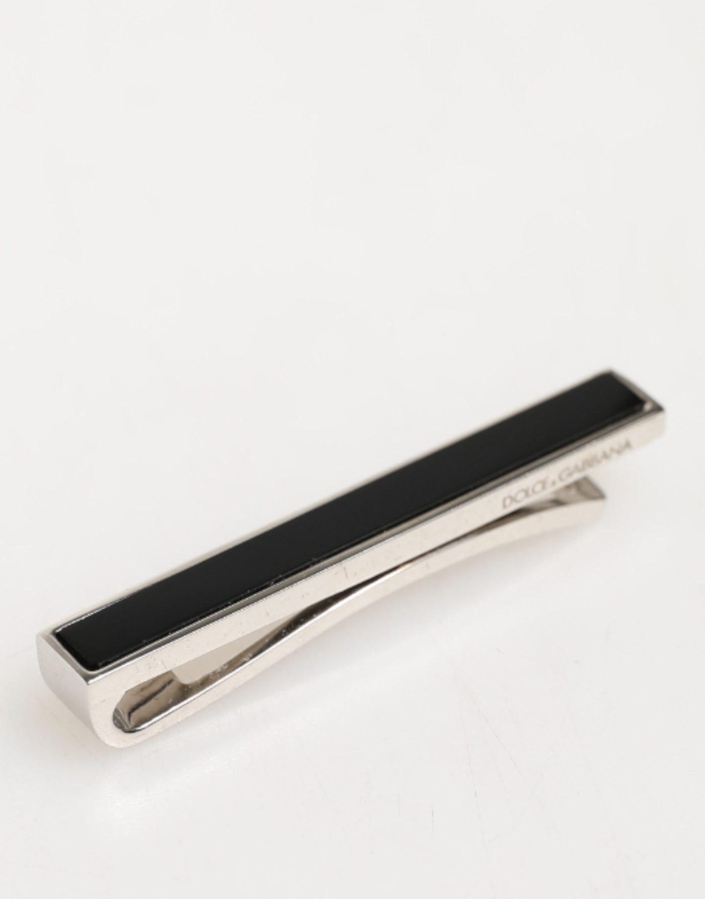 Dolce & Gabbana Silver Tone Brass Logo Branded Men Accessory Tie Clip Bar