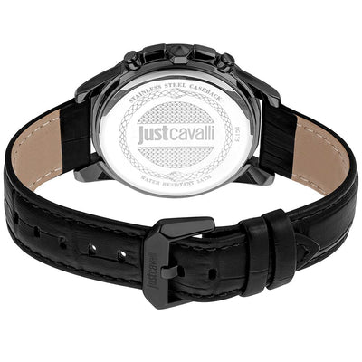 Just Cavalli Black Leather Dress Watch