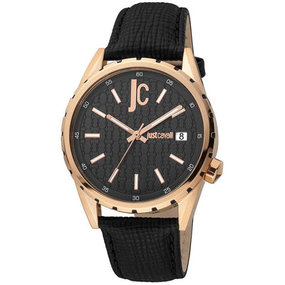 Just Cavalli Black Leather Dress Watch