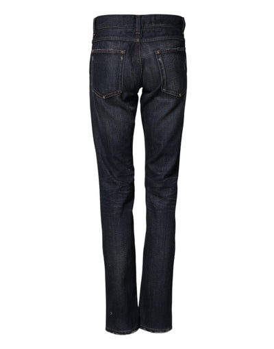 Dolce & Gabbana Dark Blue Watch GOLD Men Skinny Denim Jeans