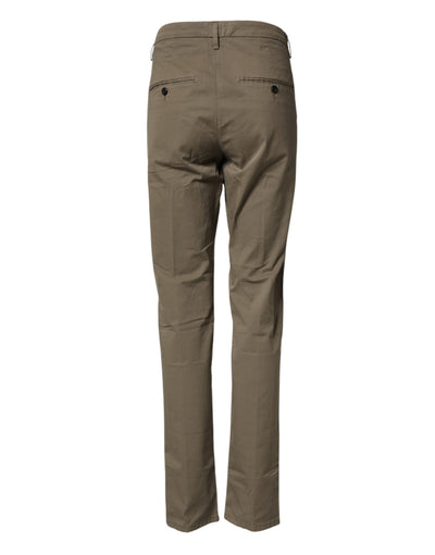 Dondup Beige Cotton Stretch Straight Chino Men Trouser Pants