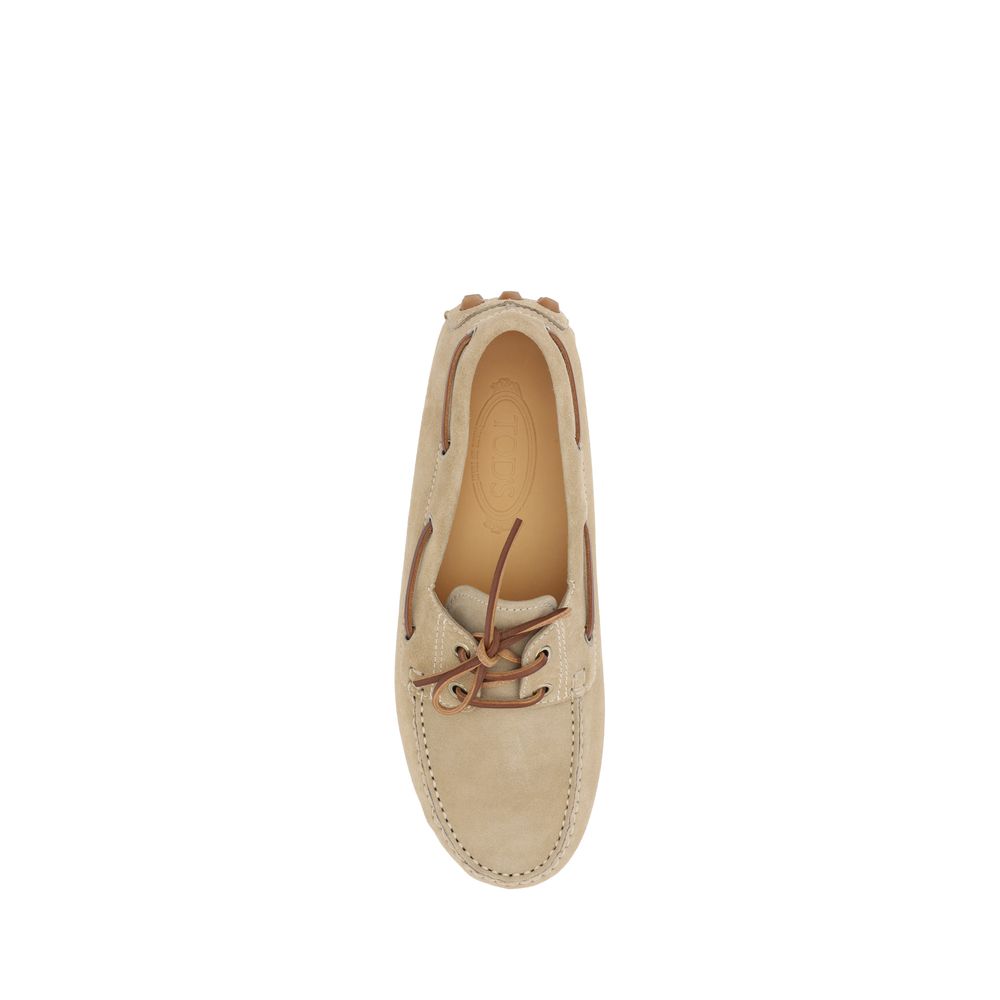 Tod's Beige Calf Leather Bos Taurus Slip-On Loafers