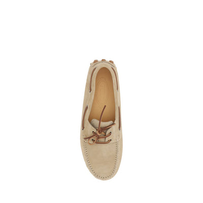 Tod's Beige Calf Leather Bos Taurus Slip-On Loafers