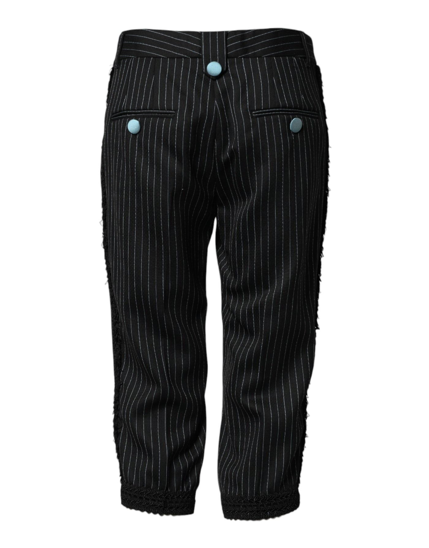 Dolce & Gabbana Black Wool Stripes Cropped Trouser Pants
