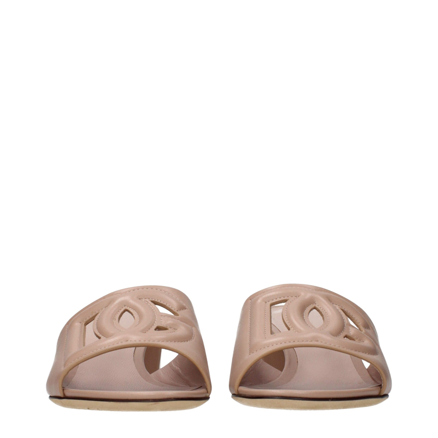 Dolce & Gabbana Pink Leather Flat Sandals
