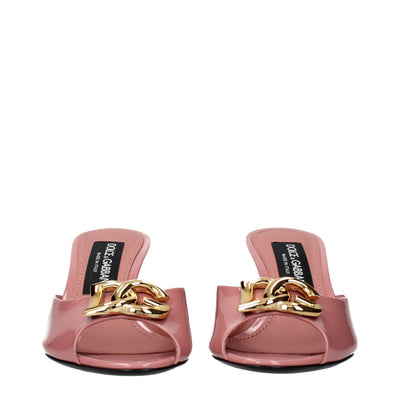 Dolce & Gabbana Pink Leather Stiletto Heel Sandals