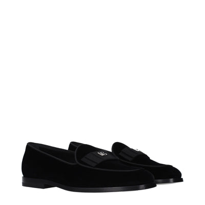 Dolce & Gabbana Black Velvet Slip-On Loafers