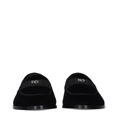 Dolce & Gabbana Black Velvet Slip-On Loafers