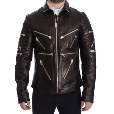 Dolce & Gabbana Brown Lambskin Jackets & Coat
