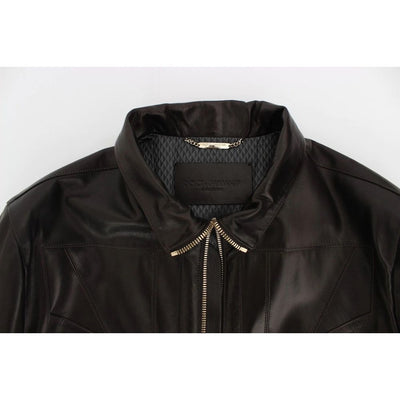 Dolce & Gabbana Brown Lambskin Jackets & Coat