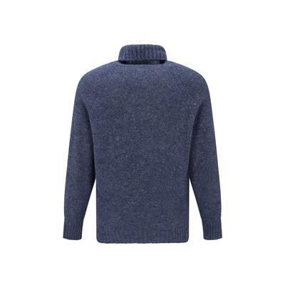 Brunello Cucinelli Blue Alpaca Leather Turtleneck