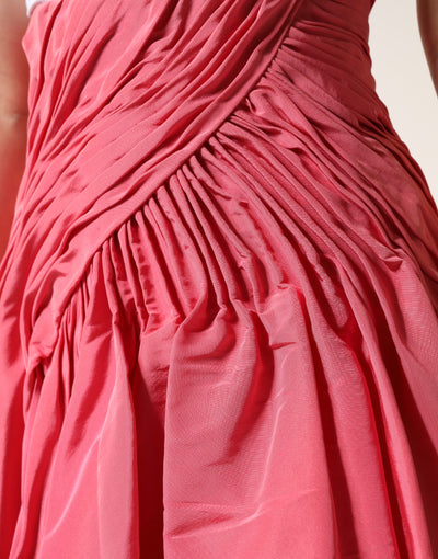 Dolce & Gabbana Pink Silk Pleated High Waist Midi Skirt
