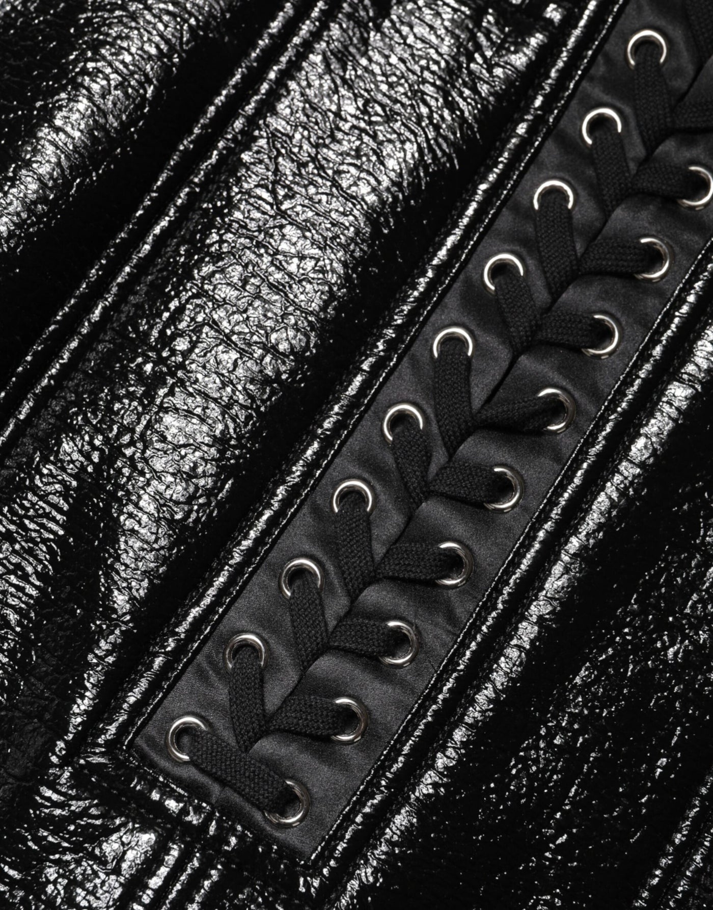 Dolce & Gabbana Black Nylon Eyelet Detail Coated Mini Skirt