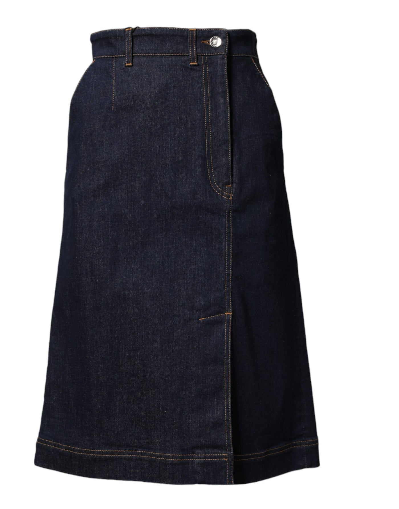 Dolce & Gabbana Dark Blue Cotton A-line Denim Midi Skirt