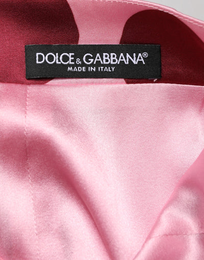 Dolce & Gabbana Pink Polka Dot Silk Pencil Cut Midi Skirt