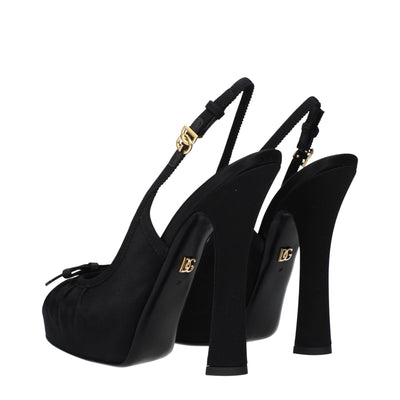 Dolce & Gabbana Black Satin High Heel Pumps