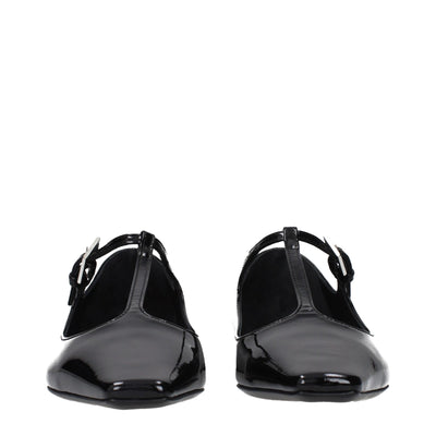 The Attico Black Leather Ballet Flats