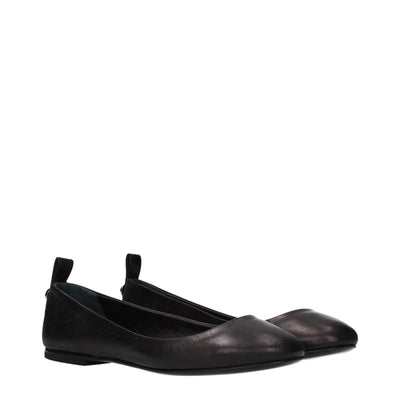 The Attico Black Leather Ballet Flats