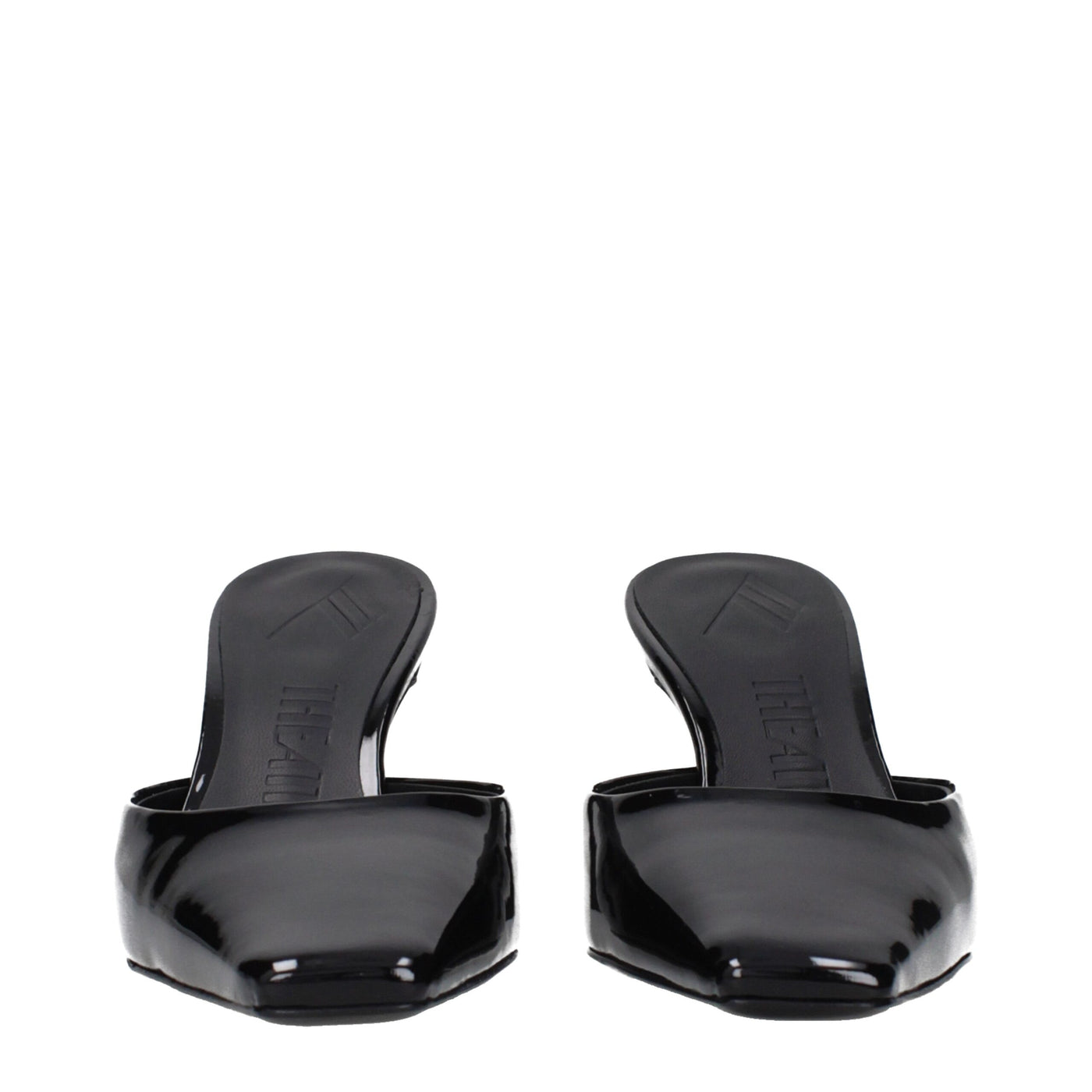 The Attico Black Leather Flat Sandals