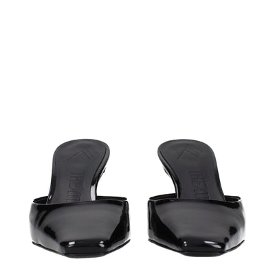 The Attico Black Leather Flat Sandals